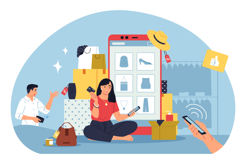 people-having-shopping-addiction-making-online-purchases-vector-illu